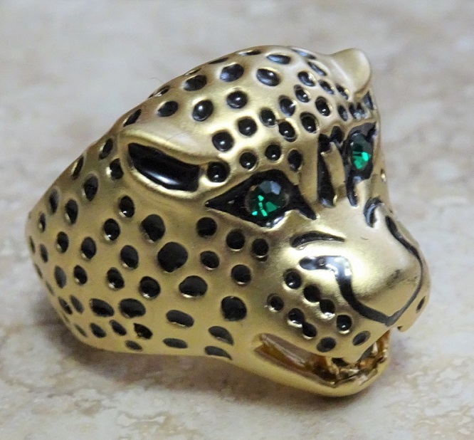 Fashion Cheetah Ring Rhinestone Eyes Size 8