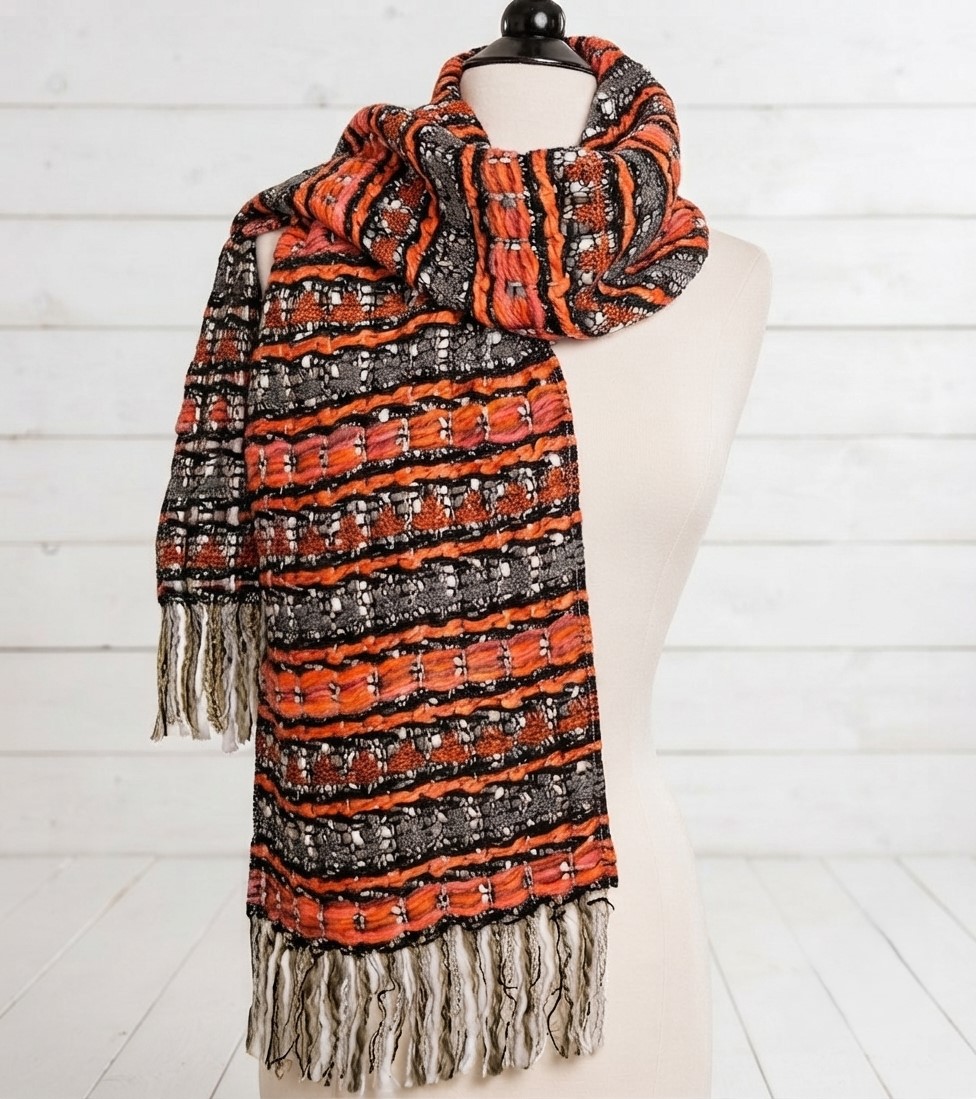 Red and Gray Plaid Scarf