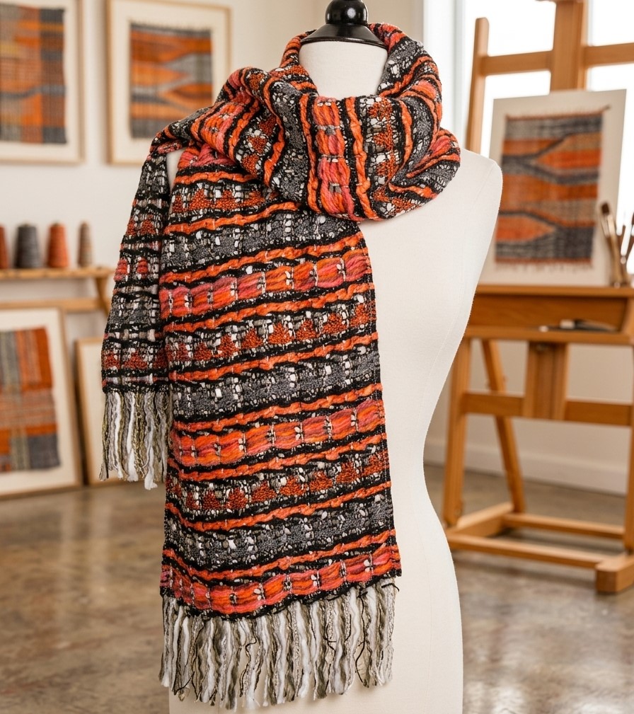 Red and Gray Plaid Scarf