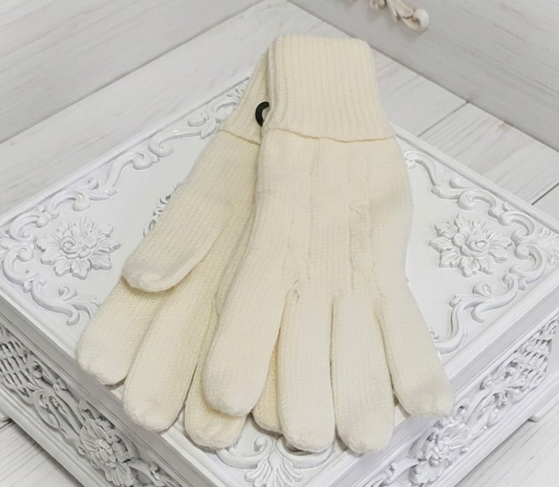 Gloves Cable Knit Design - Ivory