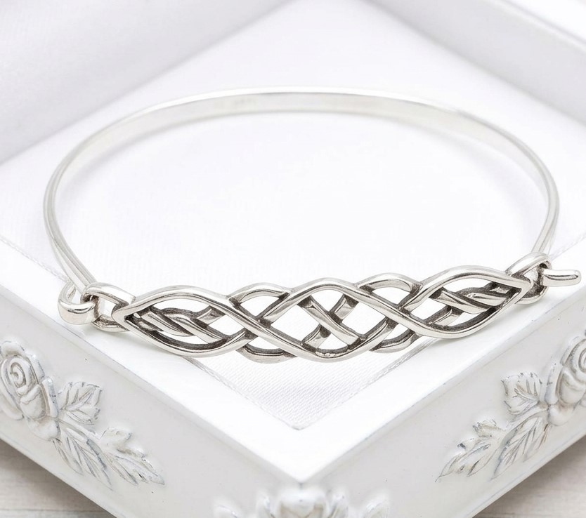 Celtic bracelet, 925 sterling silver oval bangle