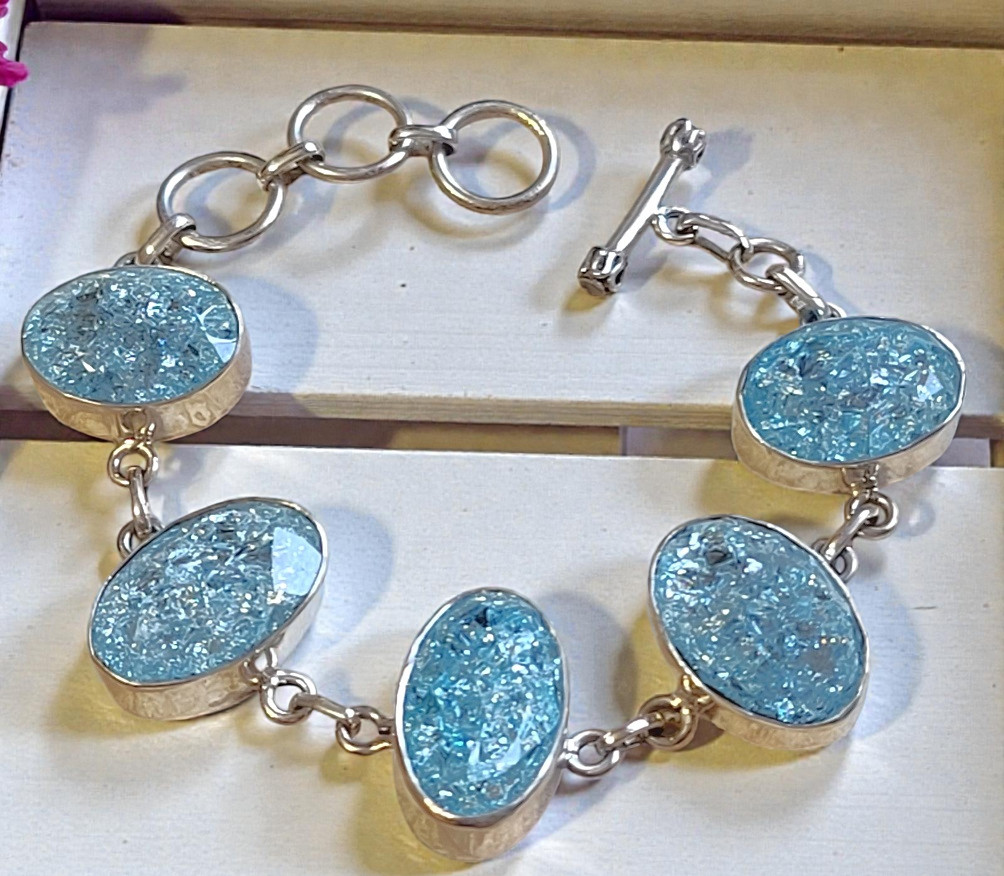 Gemstone bracelet, snakeskin quartz gemstone set in 925 sterling silver Gemstone bracelet, snakeskin quartz gemstone set in 925 sterling silver