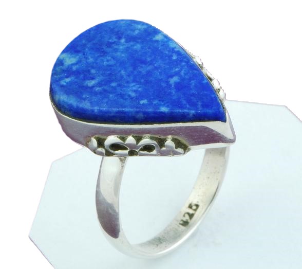 Blue Lapis Gemstone 925 Sterling Silver Ring Size 6 3/4