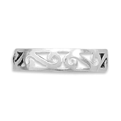 Toe Ring Cut out Swirl 925 Sterling Silver