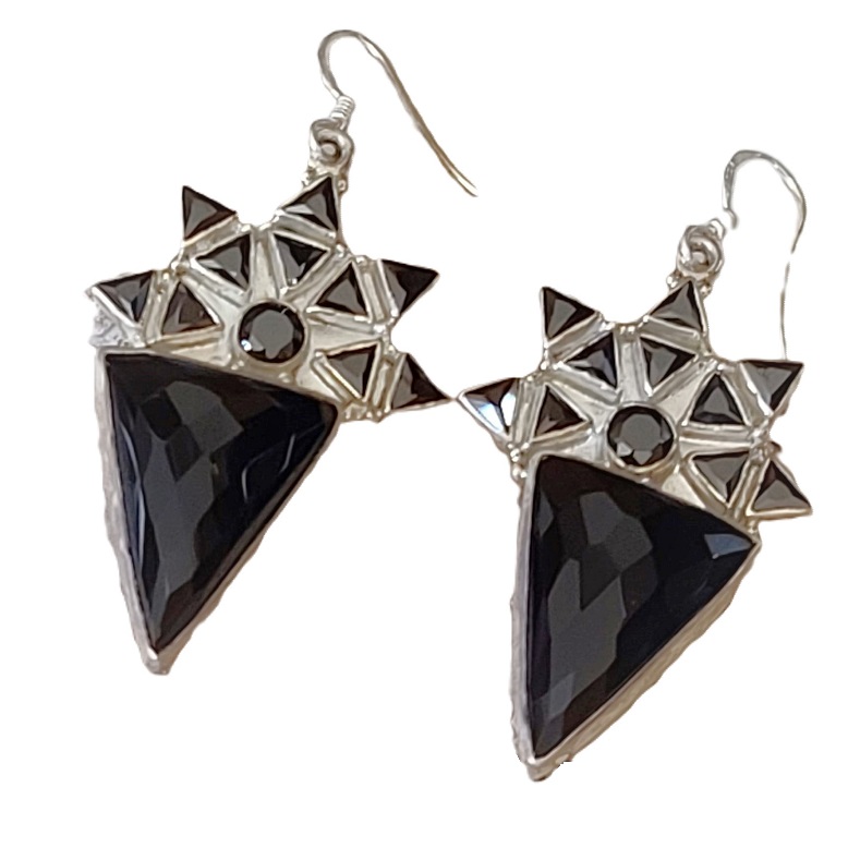 Black Onyx Gemstones 925 Sterling Silver Earrings