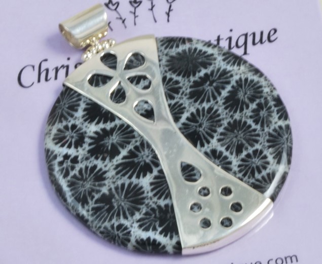 Sponge Coral Artisan Made Sterling Silver Pendant - Click Image to Close