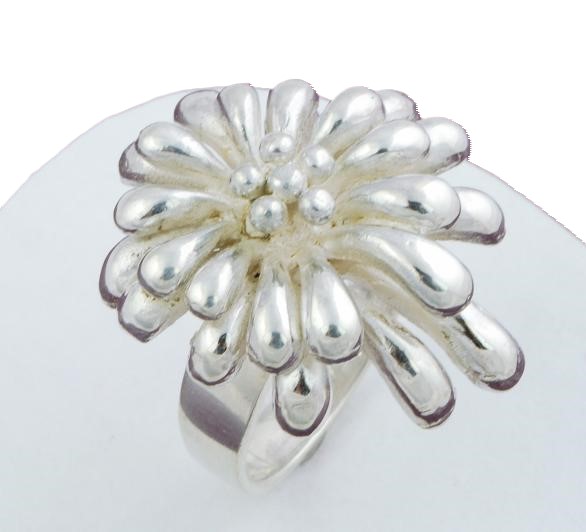 Flower Starburst Sterling Silver Ring Size 7