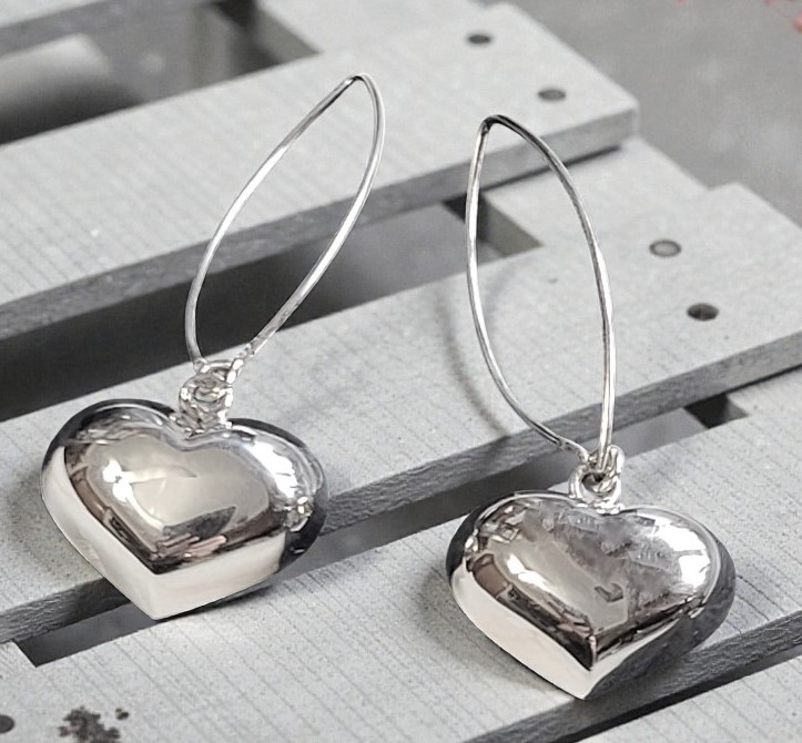 Dangling Hearts Sterling Silver Earrings