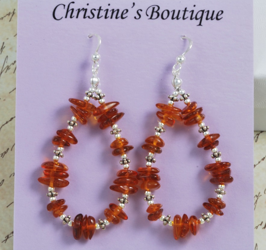 Baltic Amber Nuggets and Sterling Silver Earrings