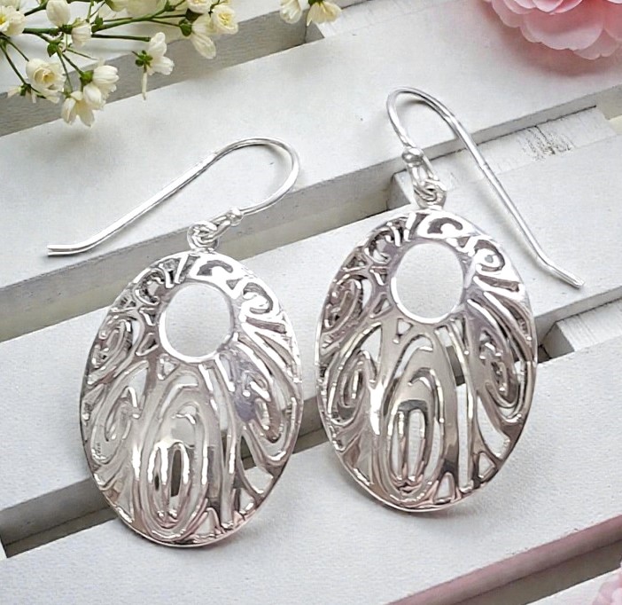 Sterling Silver Oval Earrings