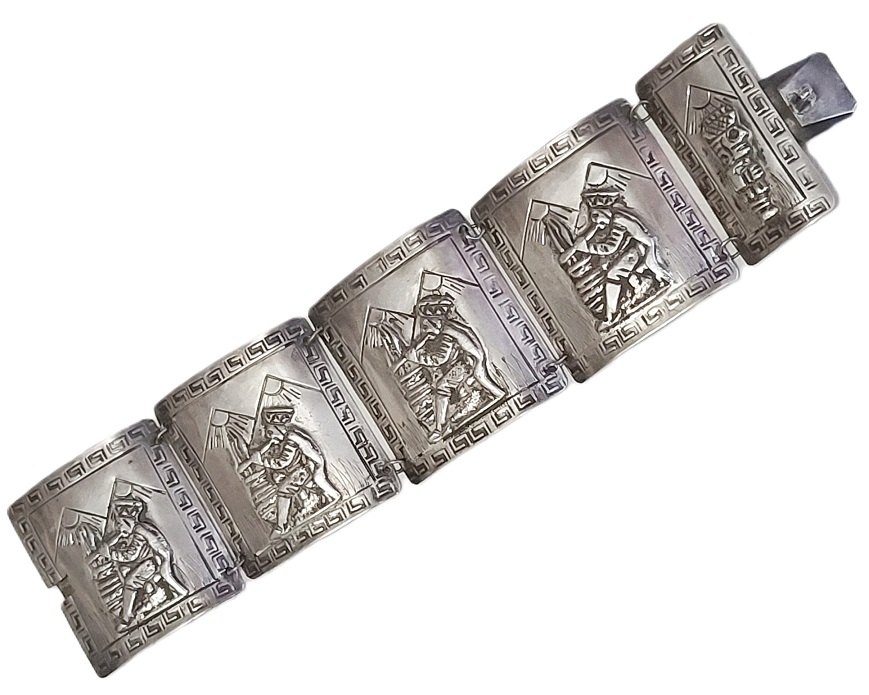 Sterling Silver Signed JF Made in Peru Snake Charmer Bracelet