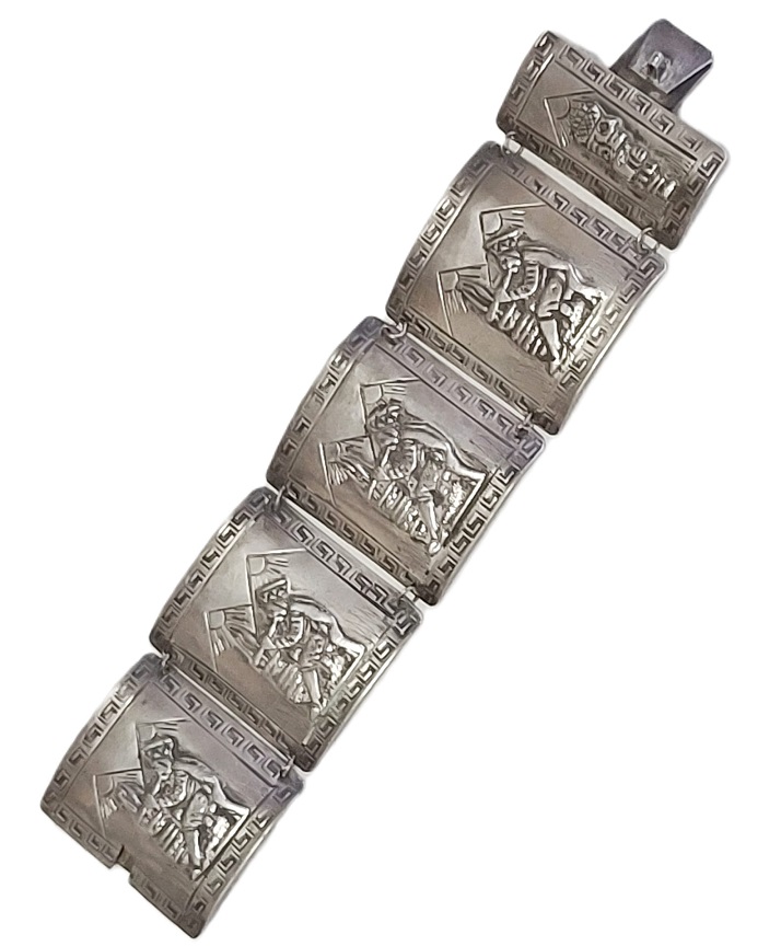Sterling Silver Signed JF Made in Peru Snake Charmer Bracelet