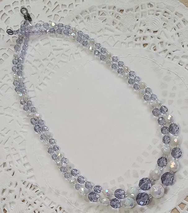 Austrian Crystals Double Strand Lavender/White Necklace