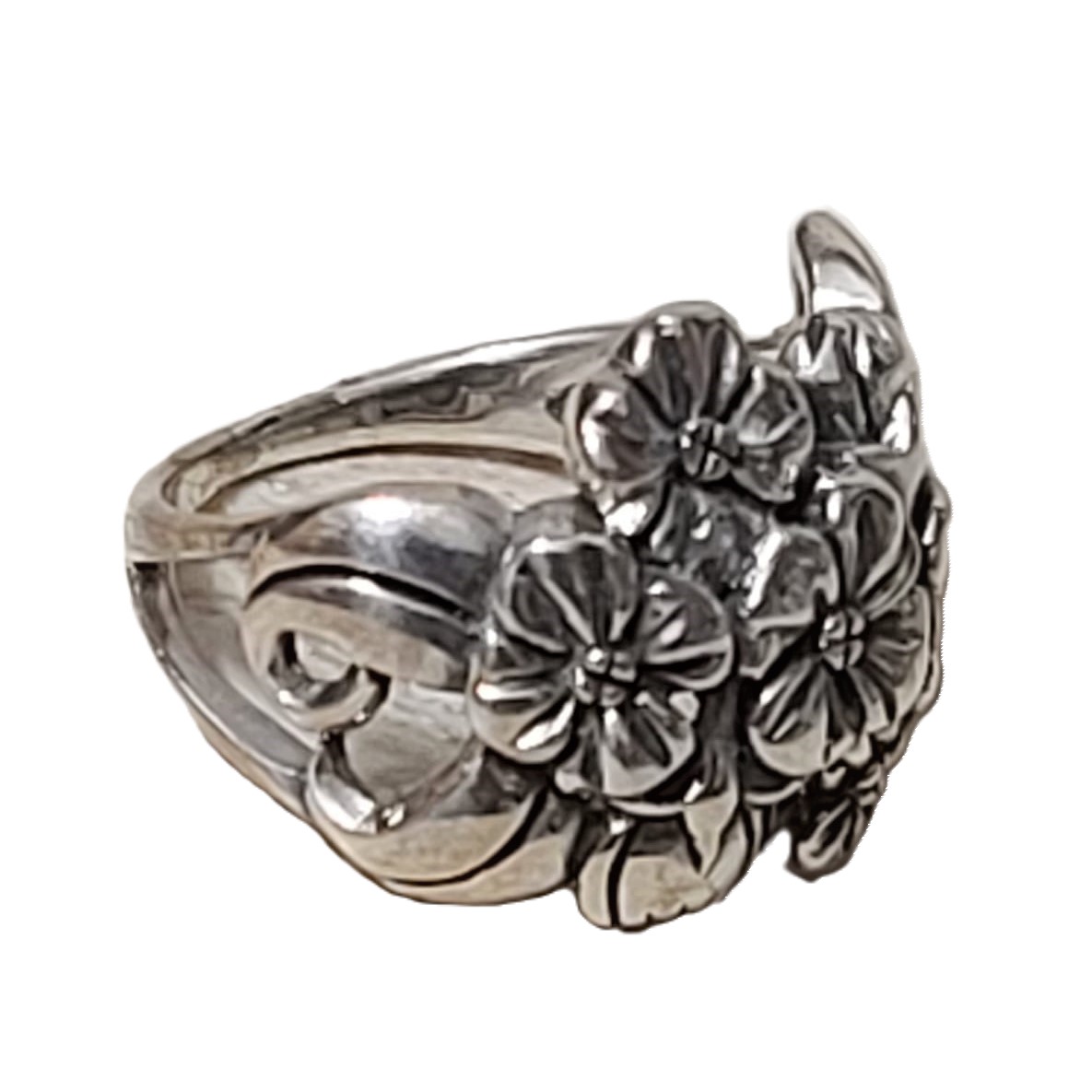 Floral Cluster 925 Sterling Silver Ring Size 7