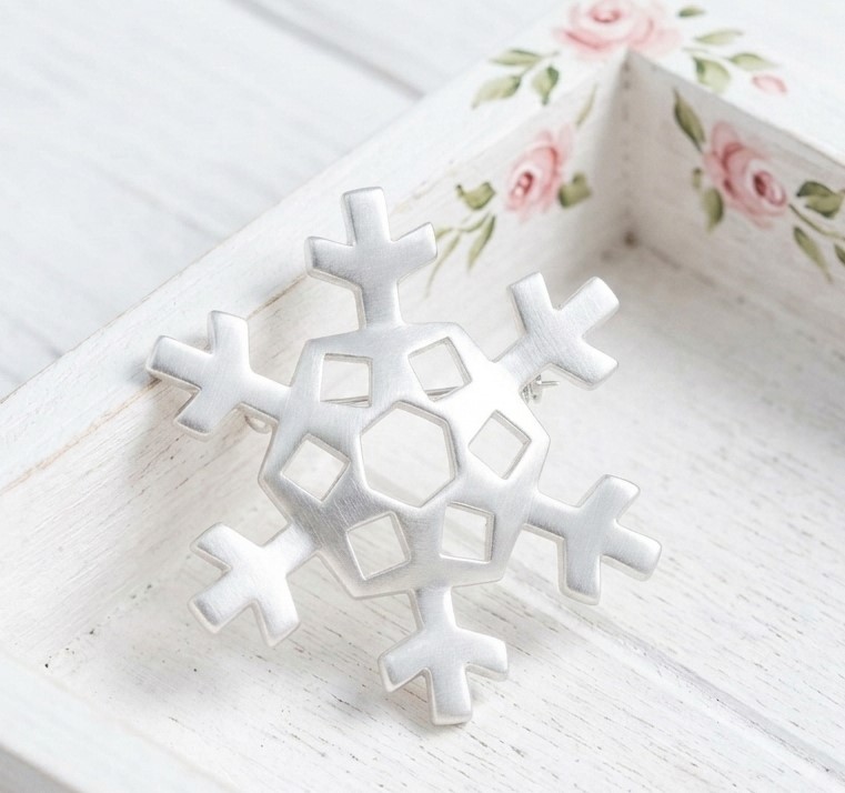 Sterling Silver Plated Snowflake Pin and Pendant