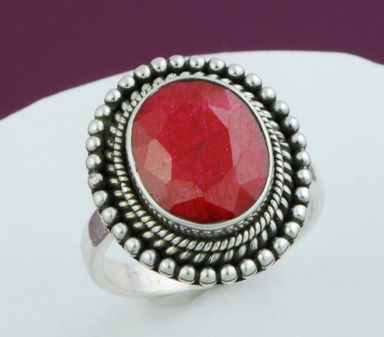 Oxidized 925 Sterling Silver Rough Cut Ruby Ring Size 8