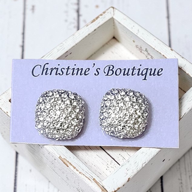 Rhinestone Earrings signed Carol Lee for pierced ears