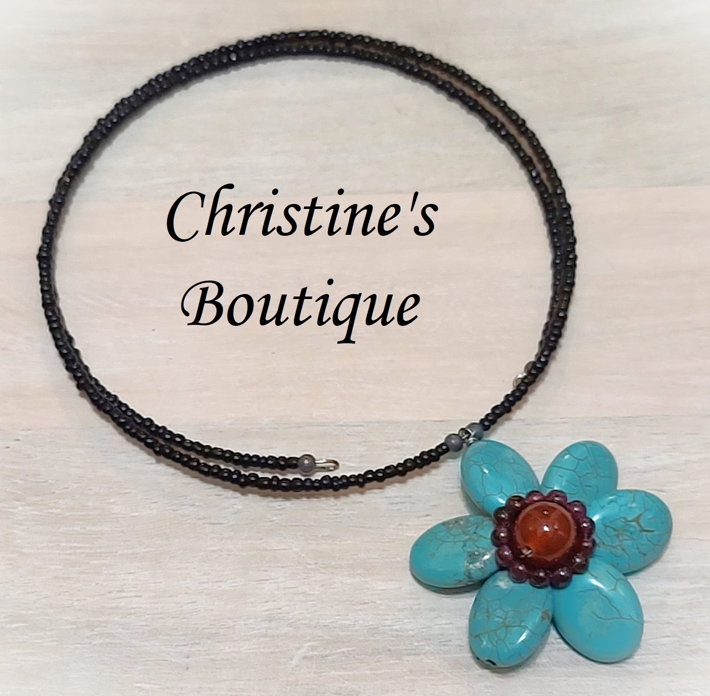 Gemstone Flower Choker Necklace - Click Image to Close