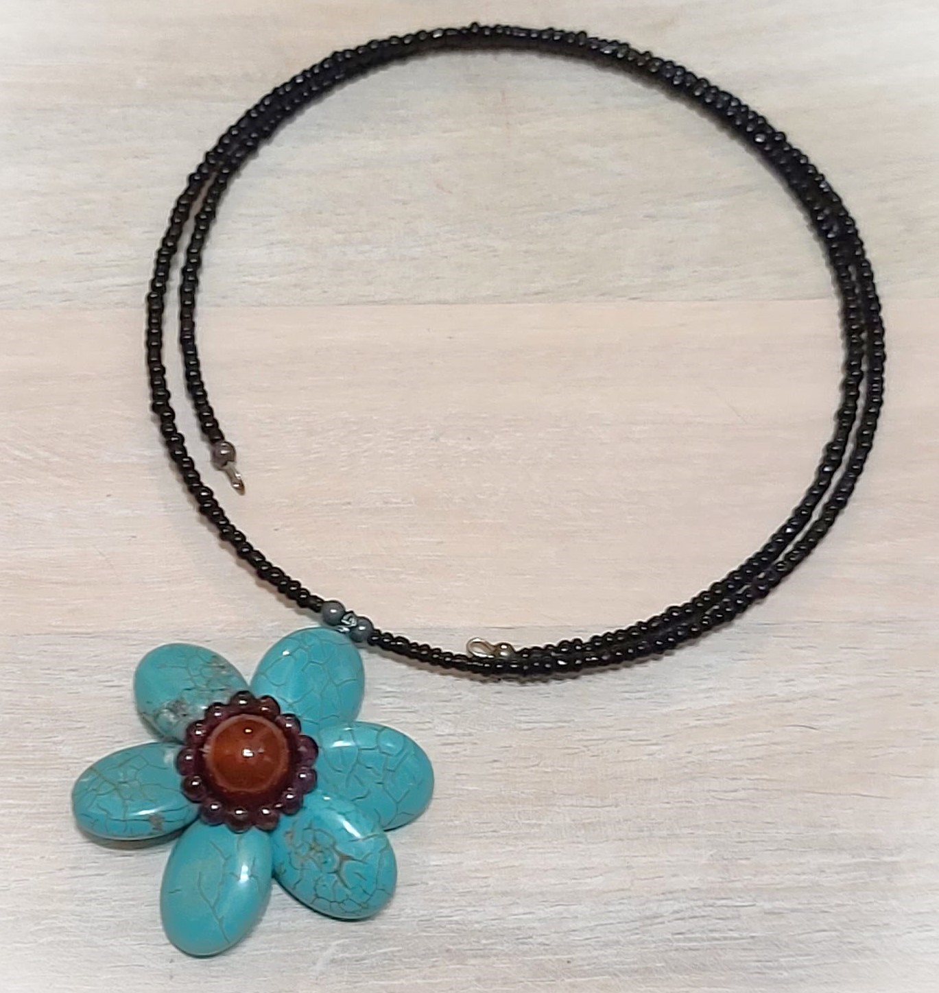 Gemstone Flower Choker Necklace