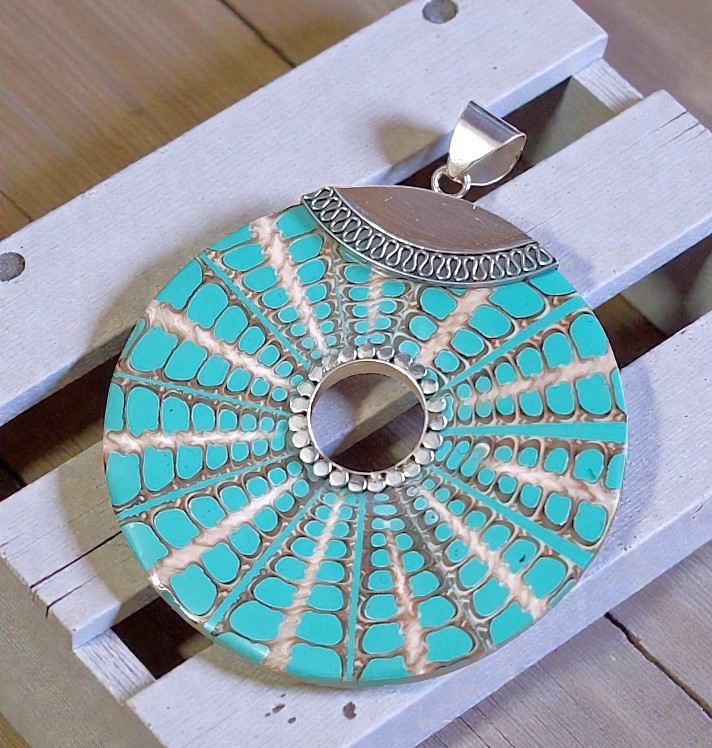 Turquoise Shell Pendant set in 925 Sterling Silver