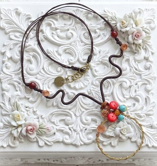 Artisan Coral, Turquoise, Carnelian & Jade Necklace