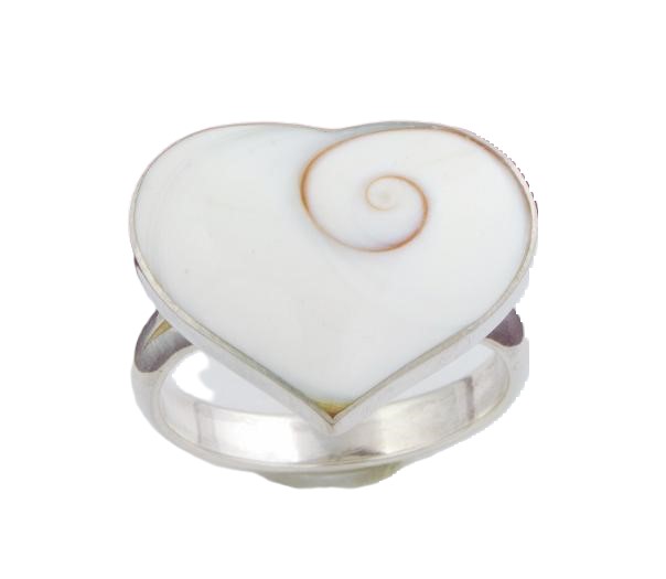 Shell Shaped Heart 925 Sterling Silver Ring Size 8