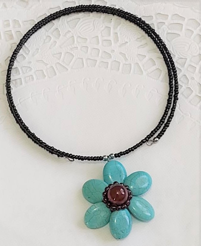 Gemstone Flower Choker Necklace