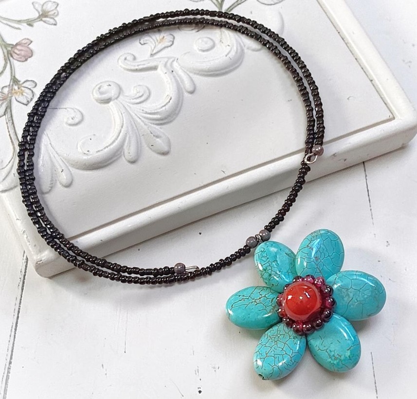 Gemstone Flower Choker Necklace