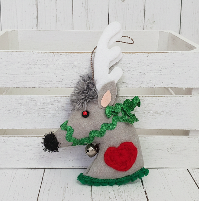 Felt reindeer christmas ornament - Light gray