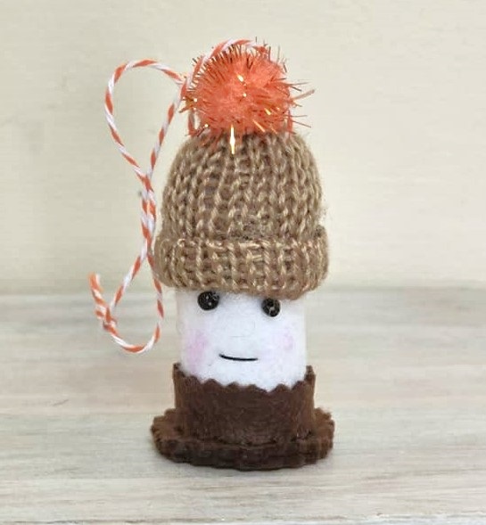 Smores felt marshmallow with chocolate brown orange hat - Click Image to Close
