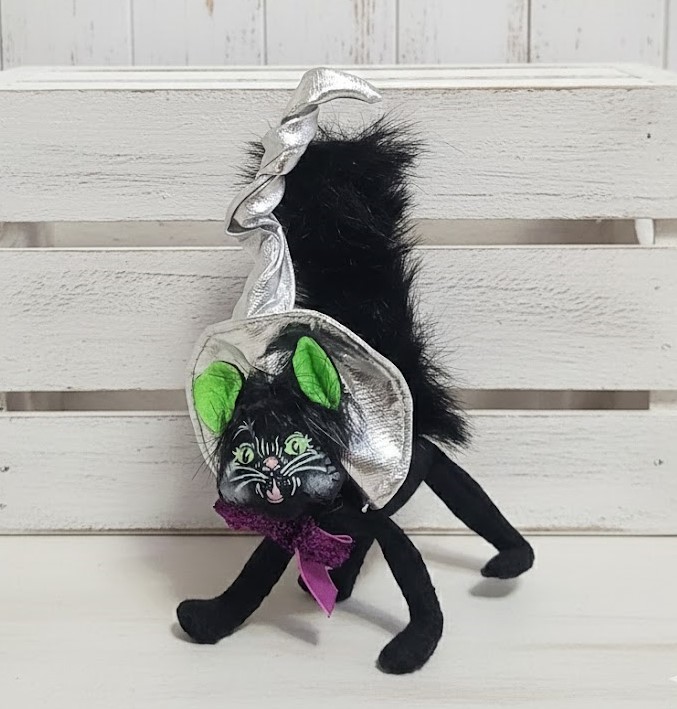 Annalee Halloween black cat witch felt figure