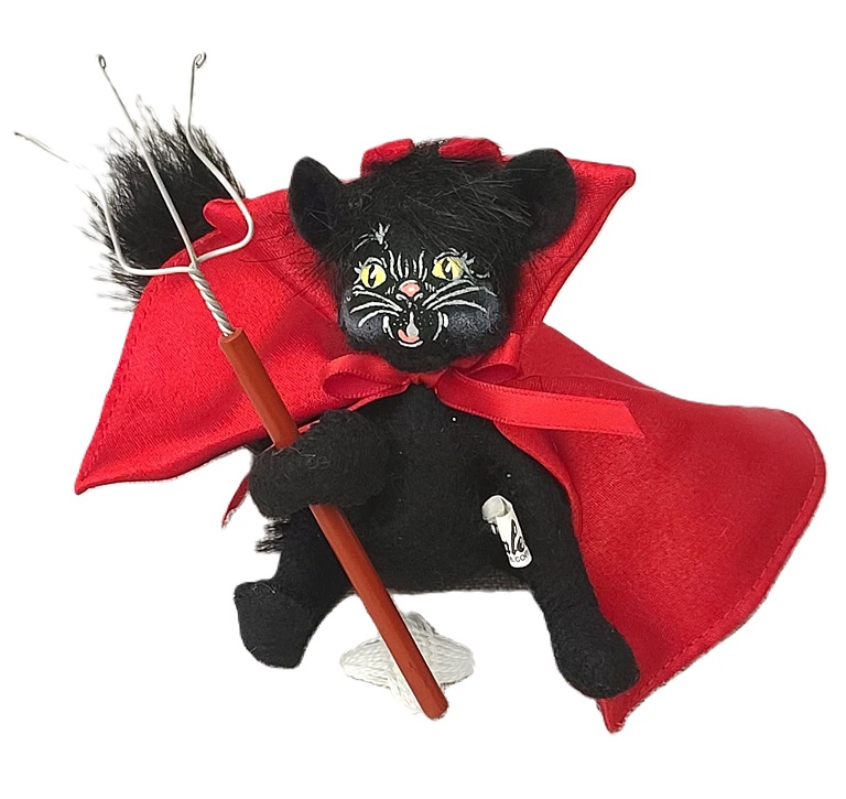 Annalee Halloween vampire black cat with felt figure - Click Image to Close