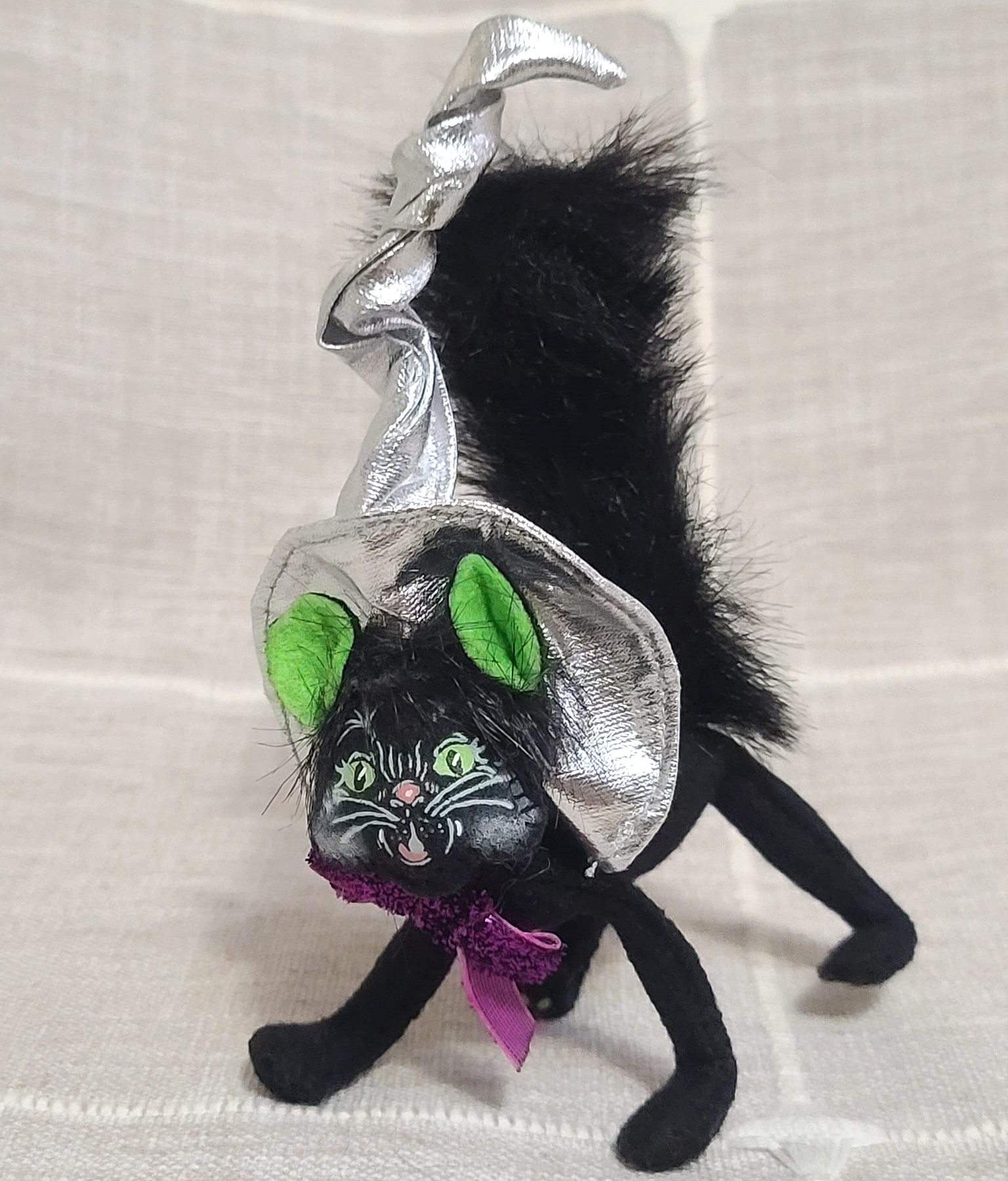Annalee Halloween black cat witch felt figure