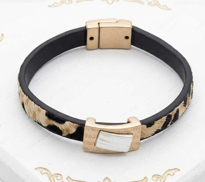Animal Print Pony Hair Leather Fashion Bracelet