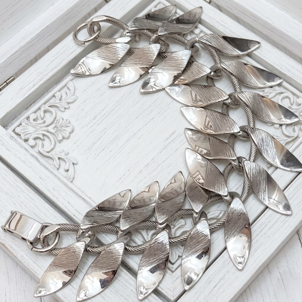 Dragon scale bracelet, vintage silver alloy statement bracelet