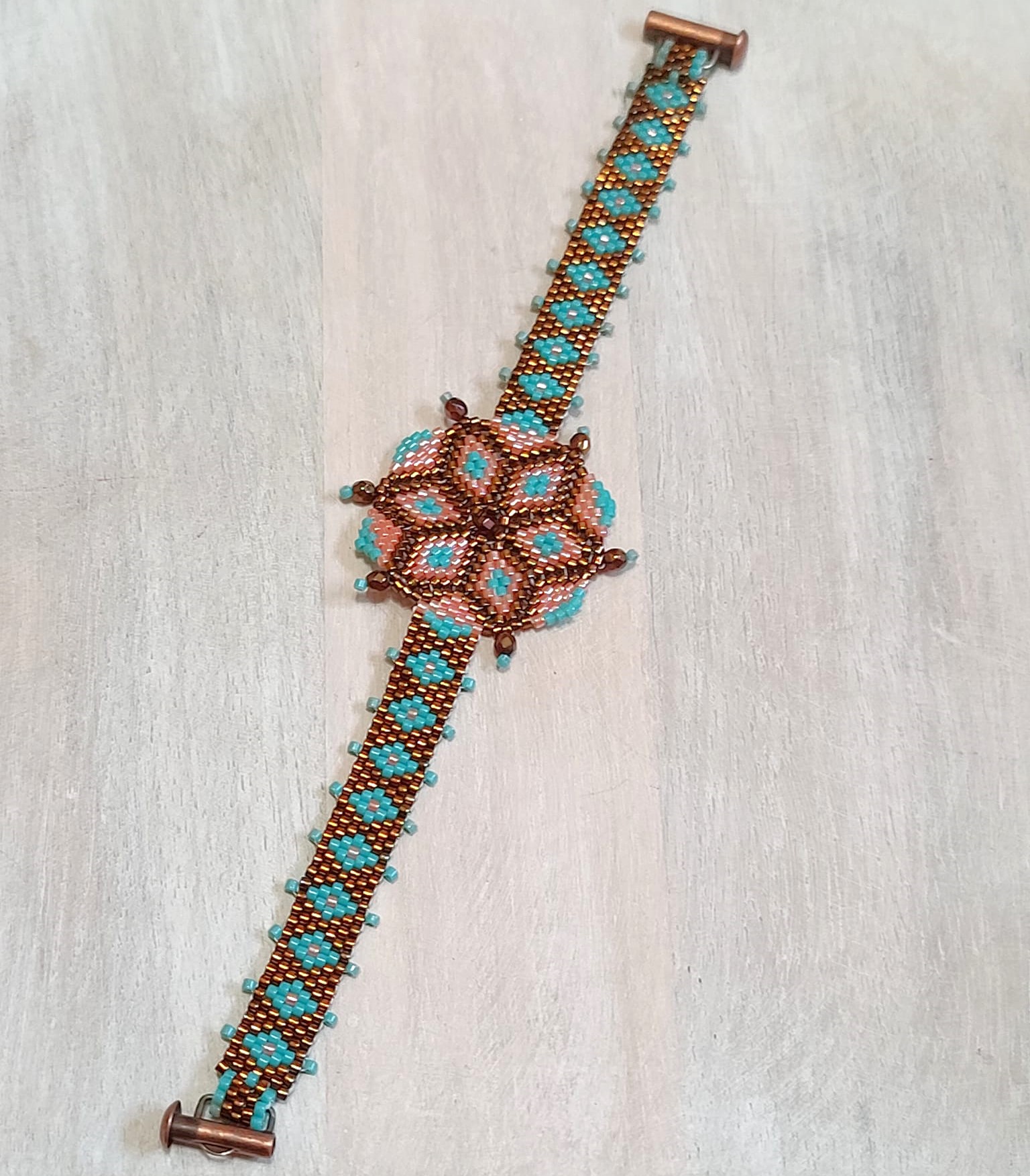 Mandala center bracelet, southwest design, miyuki glass,crystal