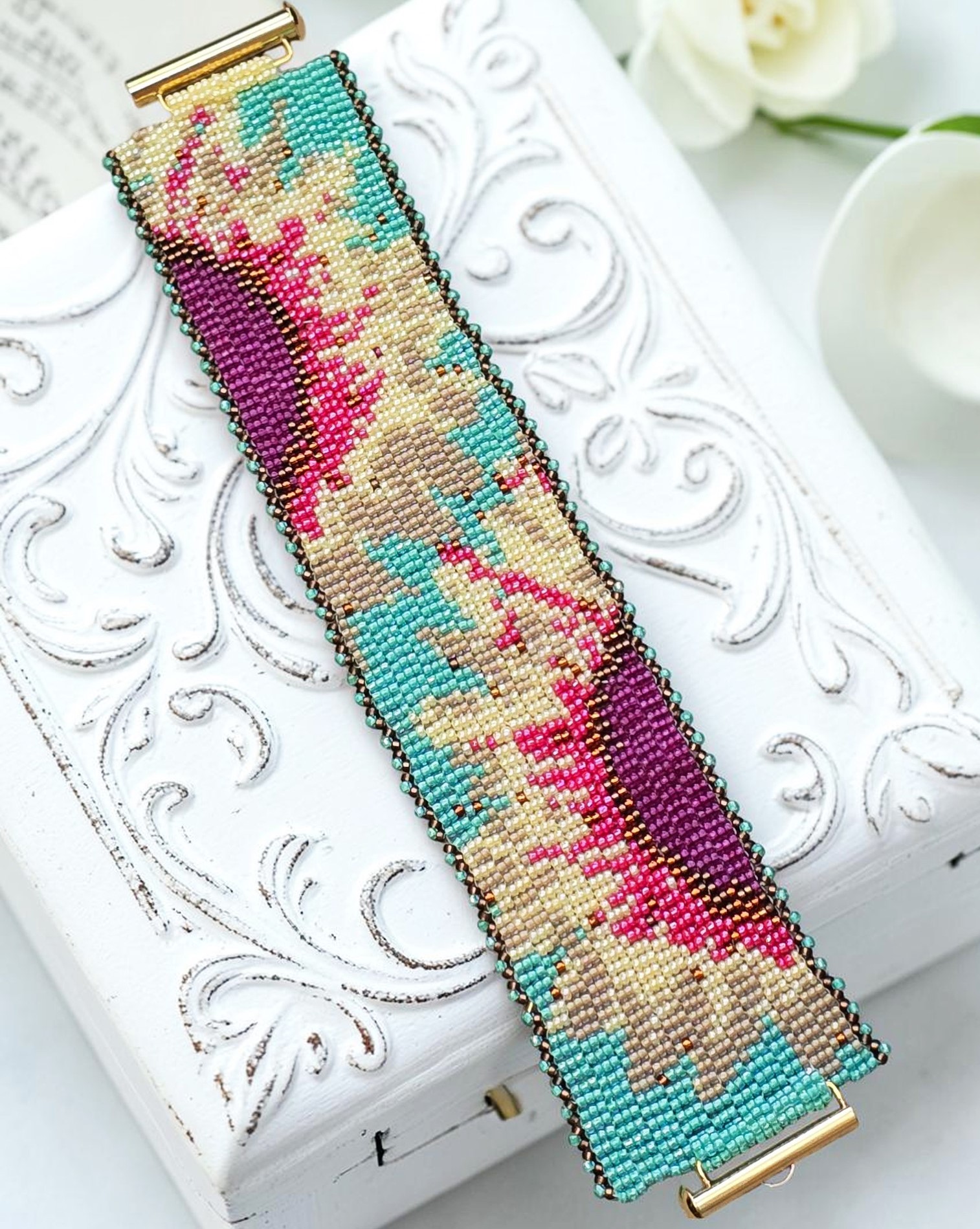 Miyuki Glass Beaded Sunflower Bracelet