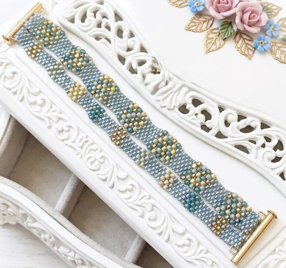 Two Row Miyuki Glass Beaded Wave Bracelet