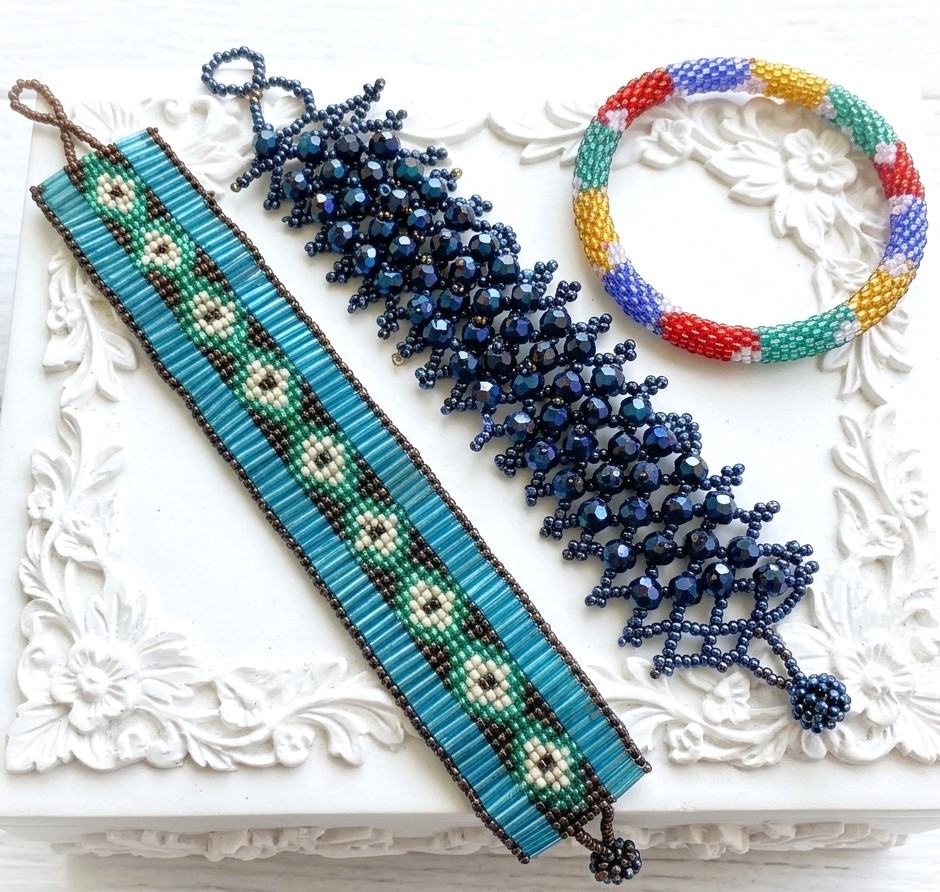 Handcrafted Fair Trade Glass Seed Bead Bracelet Set of 3