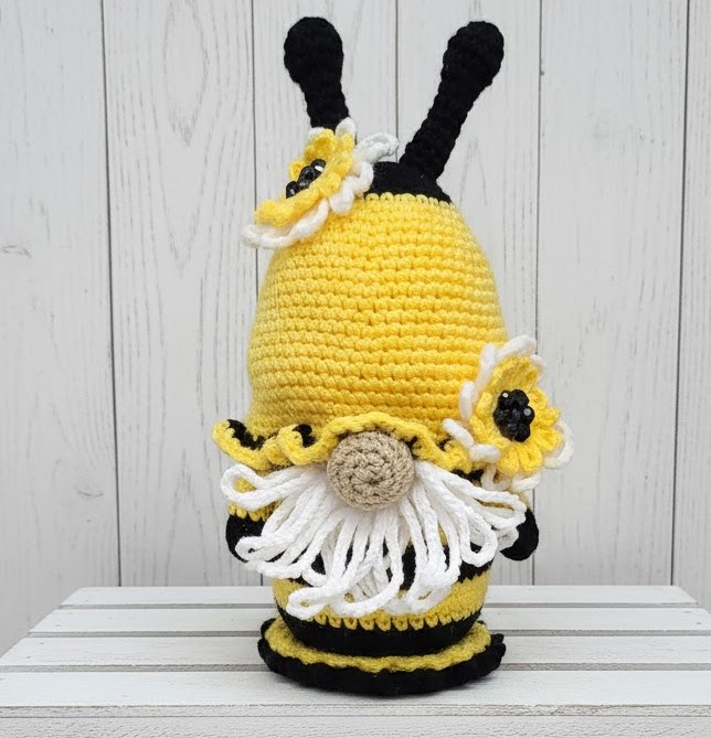 Handmade Crochet Bubble Bee Gnome, Bug Gnome