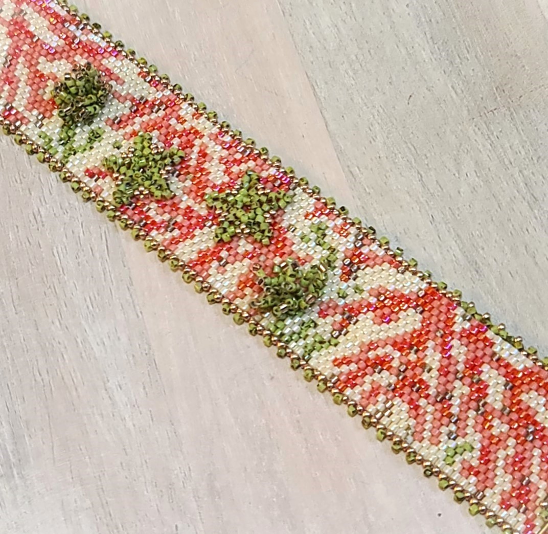Coral, Kelp bracelet, handcrafted w/miyuki glass beads, starfish