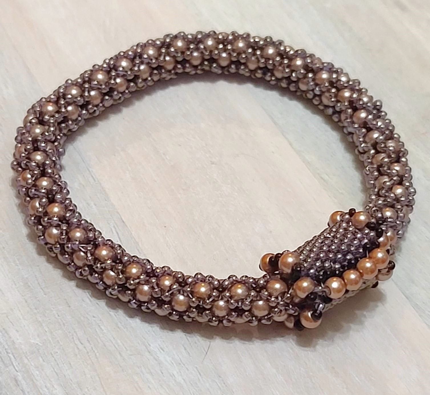 Pearl bangle bracelet, with miyuki glass beads, handcrafted