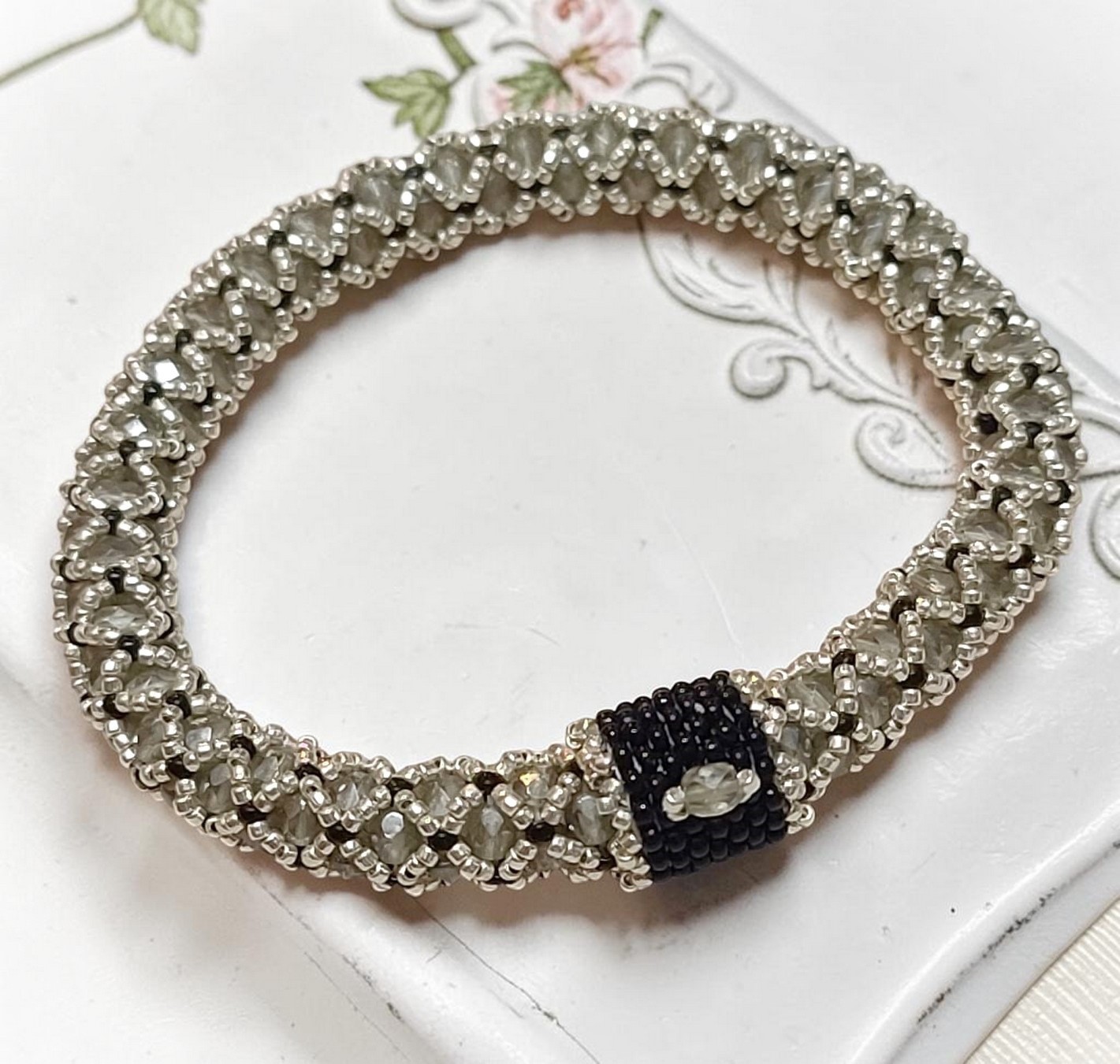 Miyuki Glass and Crystal Woven Rope Style Bracelet