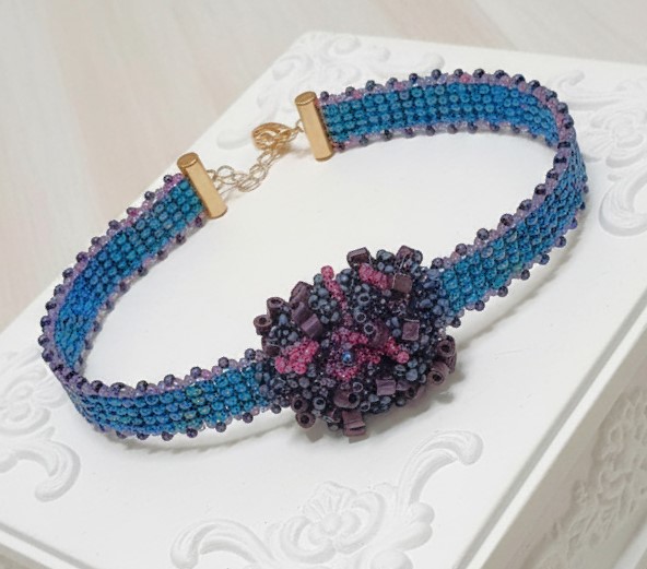 Miyuki Glass and Mixed Beaded Fringe Pendant Bracelet