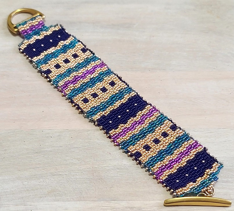 Geometric bracelet, handcrafted and originally designed, glass miyuki beads