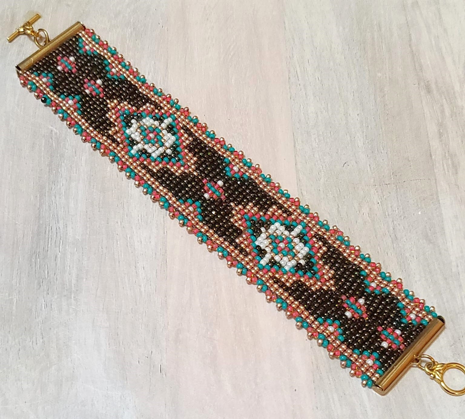 Mikuki glass seed bead native amerian pattern bracelet