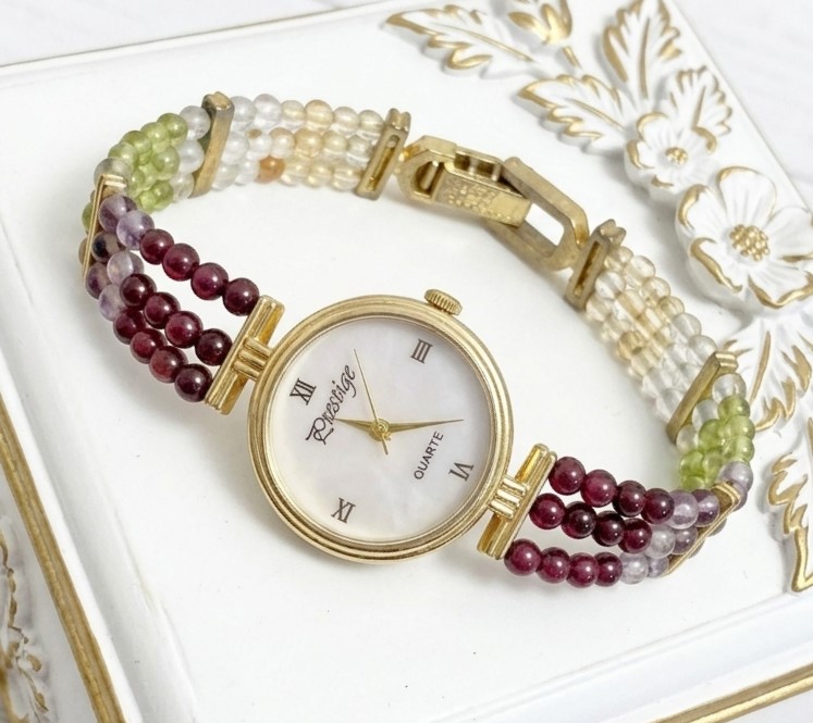 Vintage Prestige Watch with Genuine Gemstones