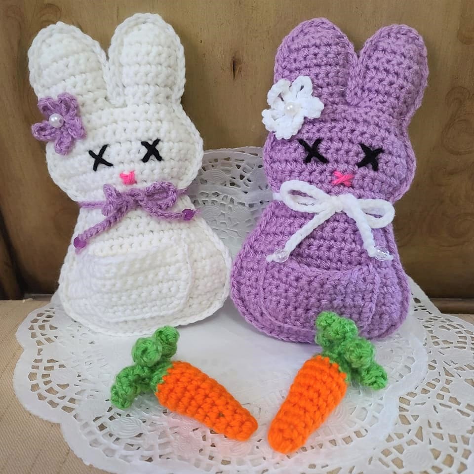 Handmade Crochet Easter Bunny with Removable Carrot- PURPLE