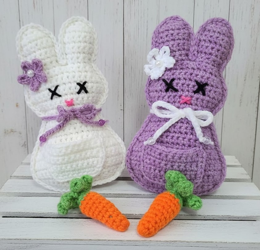 Handmade Crochet Easter Bunny with Removable Carrot- PURPLE Handmade Crochet Easter Bunny with Removable Carrot- PURPLE