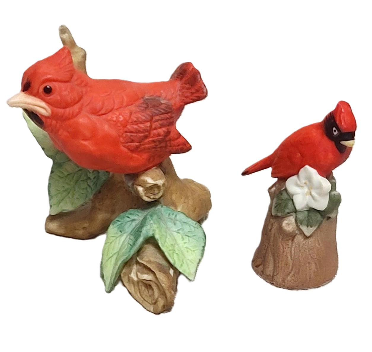 Vintage cardinal figural collectibles , signd Lefton and Enesco